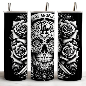 Envoltura para vaso delgado de 20 oz con diseño de calavera de azúcar de Los Ángeles, PNG, arte mural, envoltura para vaso Tumblerful, sublimación, ventilador, California