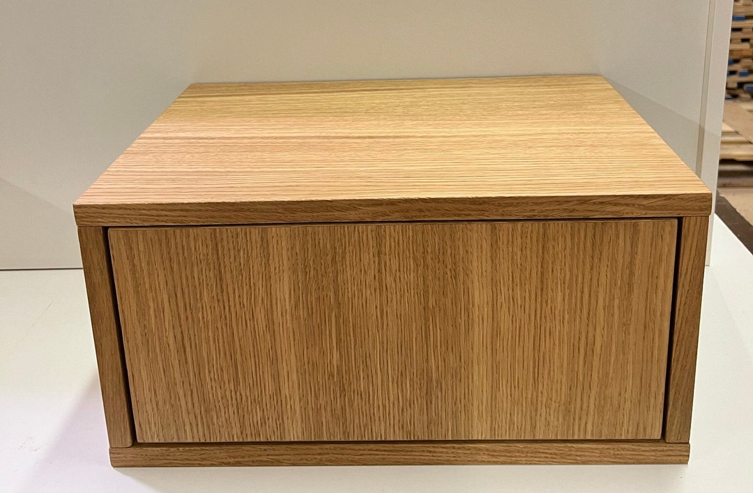 Modern Oak Veneer Floating Bedside Table With Pushtoopen Drawer Sleek