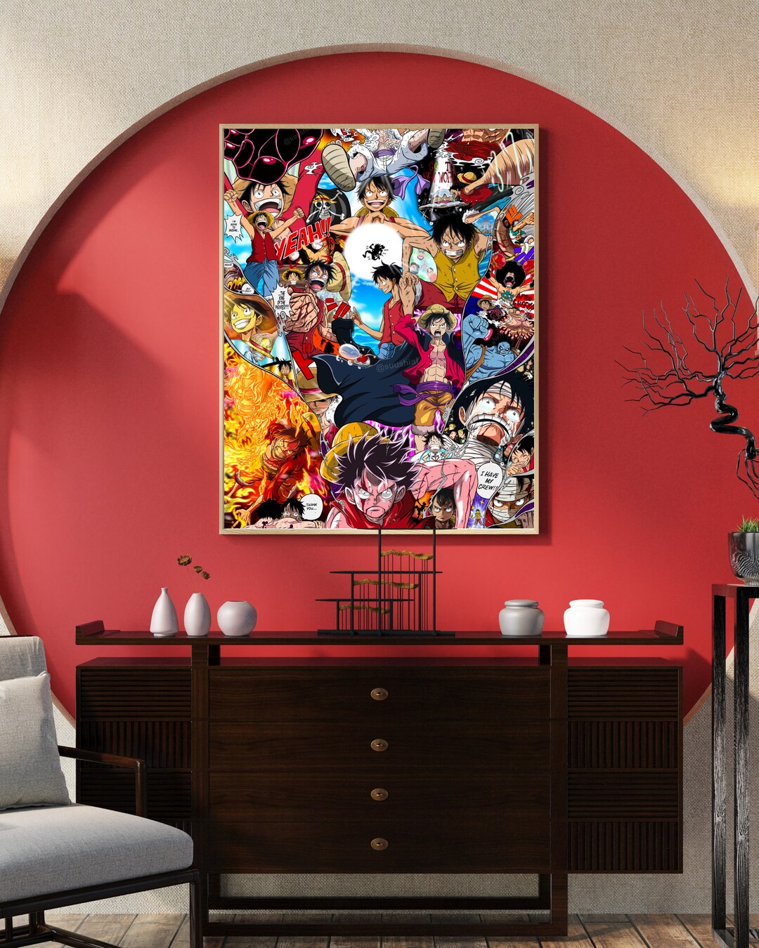 Monkey D. Luffy One Piece Anime Wall Art Anime Room Etsy