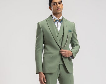 Pistachio Green Suits For Men, Men Suits 3 piece, Slim fit Suits, One Button Suits, Tuxedo Suits, Dinner Suits, Wedding Groom suits