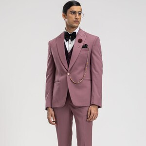 Men Suits Dusty Rose 3 Piece Slim Fit Formal Fashion Wedding Suit Party Wear Dinner Suit Bespoke For Men, Wedding Suit For Men