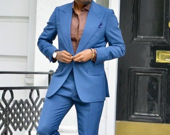 Men Suits 2 Piece Designer Blue Wedding Suits Party Suits Elegant Suits Formal Fashion Suits Bespoke For Men