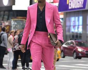 Men Dusky Rose  Slim Fit Formal Fashion Wedding Suit Party Wear Dinner Suit Bespoke For Men, Wedding Suit For Men