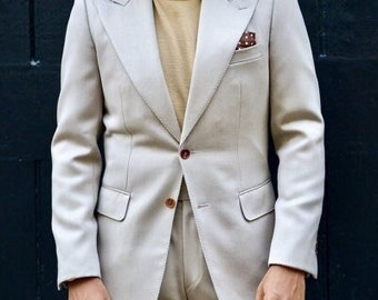 Men Suits Cream 2  Piece Slim Fit Formal Fashion Wedding Suit Party Wear Dinner Suit Bespoke For Men, Wedding Suit For Men