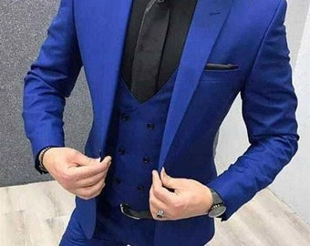 Men Suits Royal Blue 3 Piece Slim Fit Formal Fashion Wedding Suit Party Wear Dinner Suit Bespoke For Men, Wedding Suit For Men