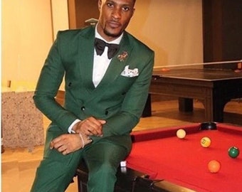 Men 2 Piece Double Breasted Green Suit For Wedding, Dinner Suit For Men, Summer Suit Dinner Jacket For Men, Prom Suit For Men