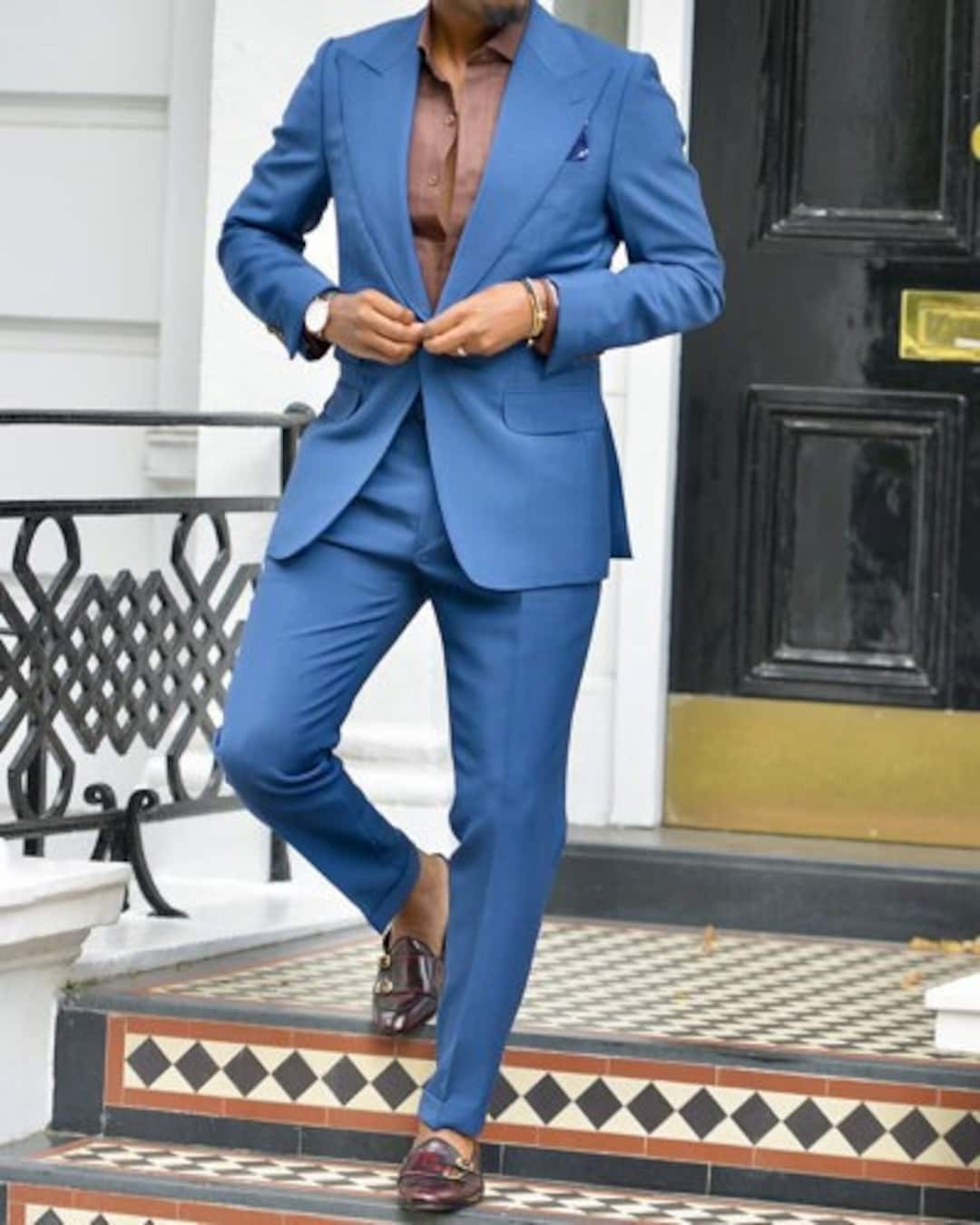 Men Suits 2 Piece Designer Blue Wedding Suits Party Suits Elegant Suits Formal Fashion Suits Bespoke For Men Men Suits 2 Piece Designer Blue Wedding Suits Party Suits Elegant Suits Formal Fashion Suits Bespoke For Men