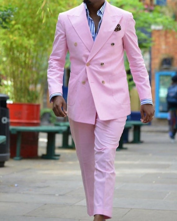 Men Suit Wedding 3 Piece Pink Suit Men Groom Wear Suit Two Button Double Breasted Slim Fit Party Wear Suit for Men Engagement Suits