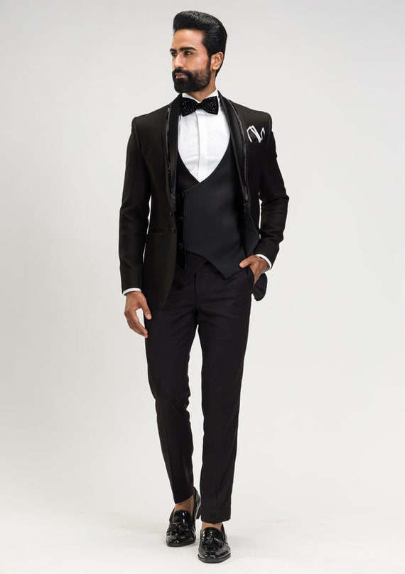 Buy Men Suits Black Hand Embroidered Piece Slim Fit Formal