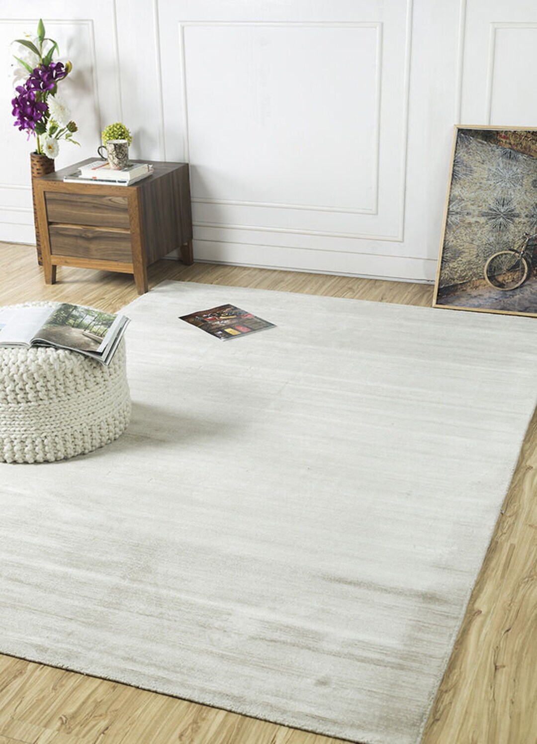 Hand Loom Silk Custom Rug Modern Area Rug Bedroom Rug Living Room Rugs ...