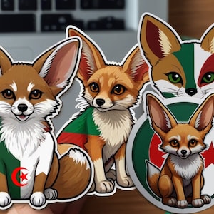 Diseño de la colección Fennec argelina de 4 pegatinas en 4 tamaños / Perfectas para su computadora portátil, botella y teléfono inteligente