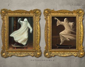 Vintage Ghost Skateboarding Art Print Bundle Set Home Decor Tiktok (Digital Download)