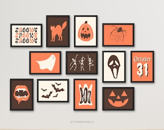 Halloween Spooky Art Print Bundle Set Gallery Wall Home Decor (Digital Download)