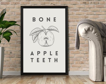 Bone Apple Teeth - Art Print Digital Download - funny home decor bon appétit