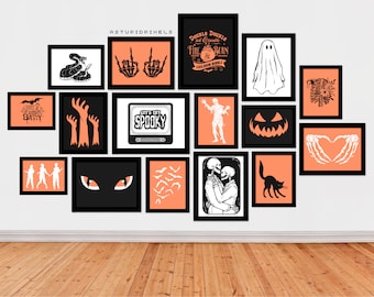 Halloween Spooky Art Print Bundle Set Tattoo Style Gallery Wall Home Decor (Digital Download)