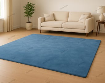 Luxury Solid Teal Blue Hand-Tufted Wool Area Rug for Modern Living Room | Ultra-Soft Premium Carpet for Home Décor | Elegant 8x10 Floor Rug