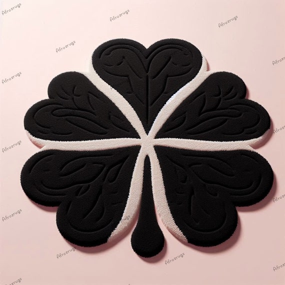 Tufted Rug – Heart Petal Floral Accent Rug, Monochrome Home Decor