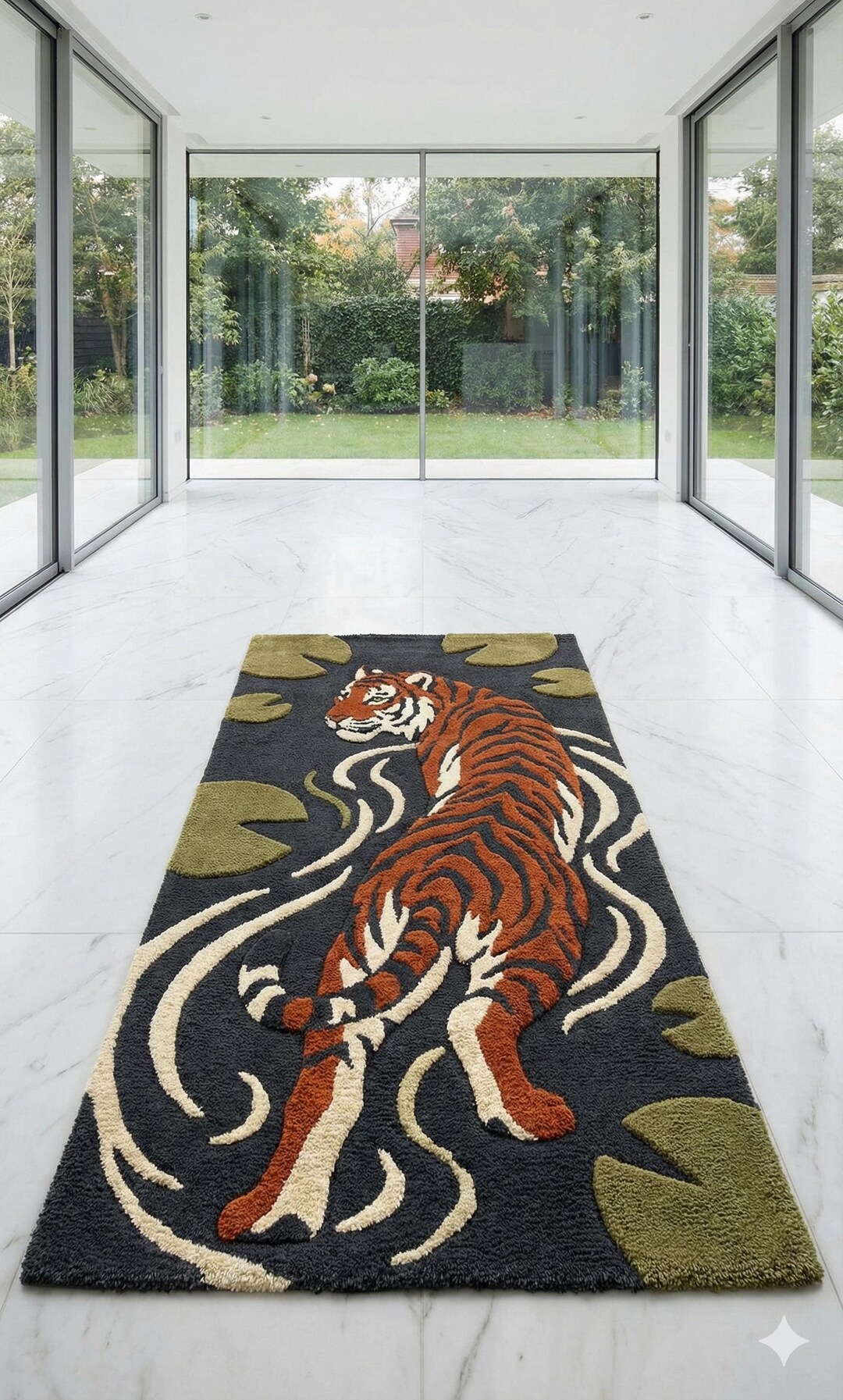 Hand Tufted Tiger Wool Rug, Modern Animal Art Area Runner for ...