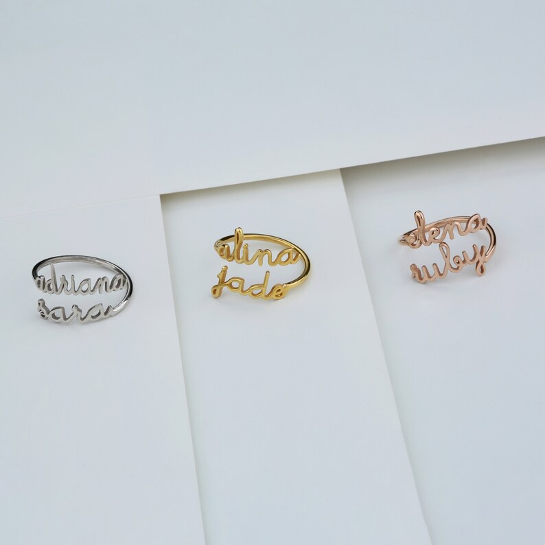 Mint And Lily Double Name Ring Double Name Ring U2013 United - Main Image