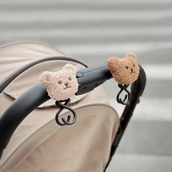 Teddy bear pram hooks stroller clip buggy hook sherpa teddy pushchair clip changing bag clip  nappy bag holder shopping bag stroller hook