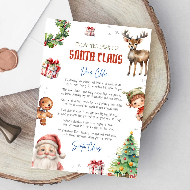 Personalized Letter From Santa, Custom Note, Instant Download, Print ...