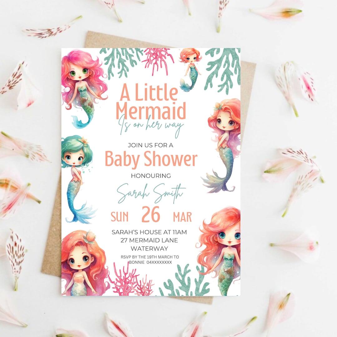 Mermaid Baby Shower Invitation Instant Download - Etsy