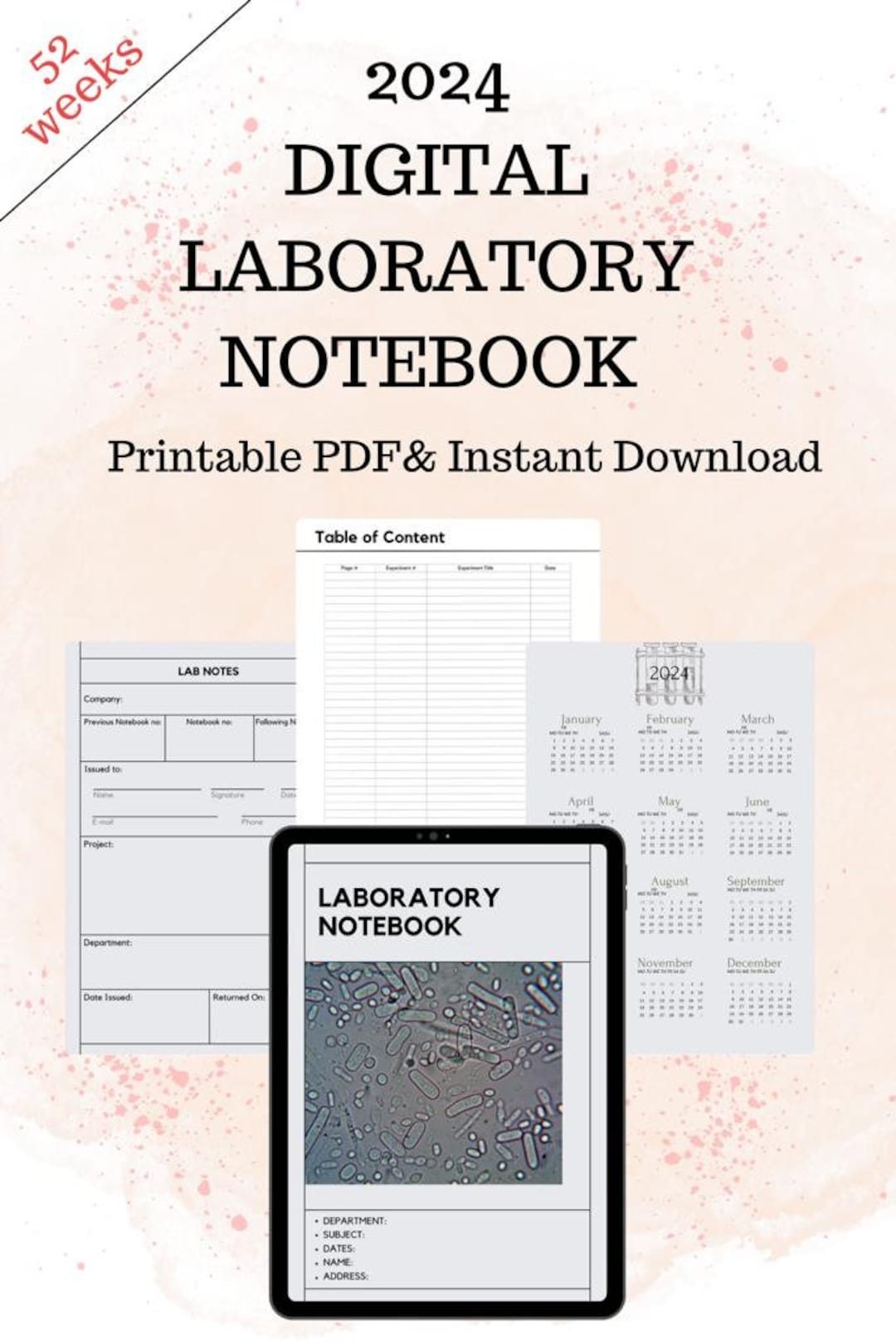Digital LABORATORY NOTEBOOK TEMPLATE Lab Notebook Templates - Etsy