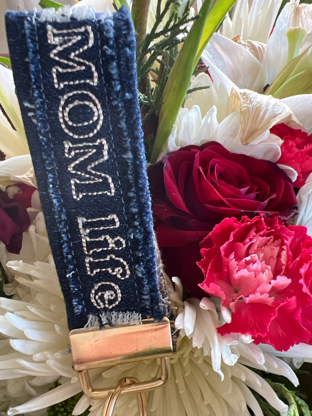 Key Fob Keychain, Denim Keychain, Upcycled Denim, Unique Keychain