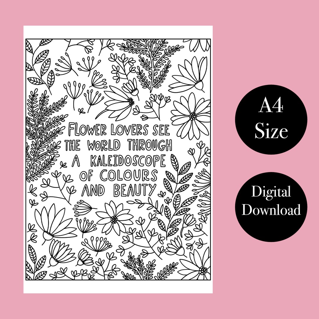 Kaleidoscope Printable Flower Colouring Page Pattern - Etsy