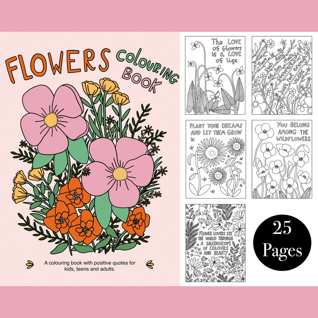 Printable Flower Colouring Book Floral Coloring Pages - Etsy