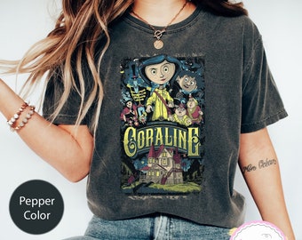 Coraline Best For Coraline Movie Vintage Retro Horror Comfort Colors T-Shirt, Coraline Shirt, Coraline Movie Shirt, Funny Cartoon Shirt 2024