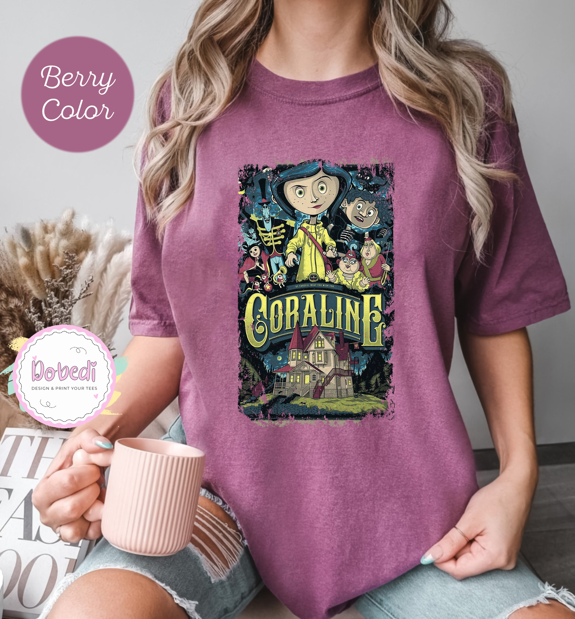Coraline Best for Coraline Movie Vintage Retro Horror Comfort Colors T ...