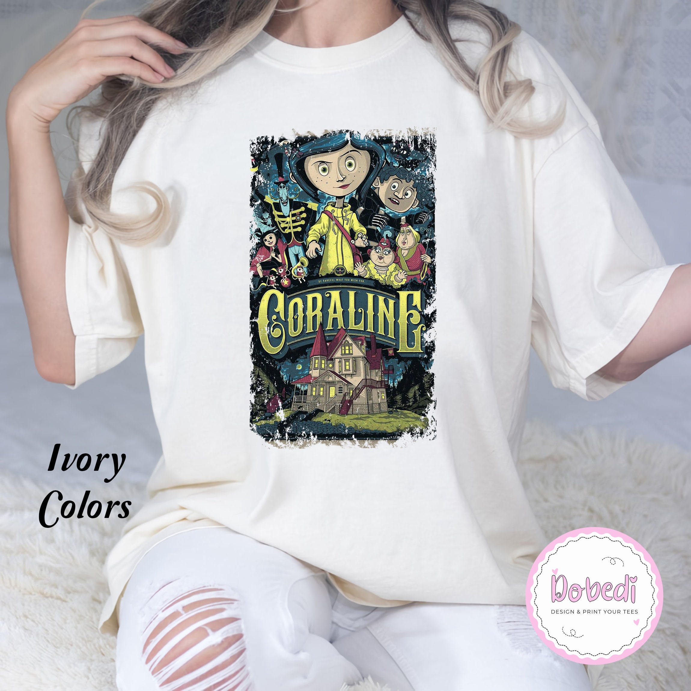 Coraline Best for Coraline Movie Vintage Retro Horror Comfort Colors T ...