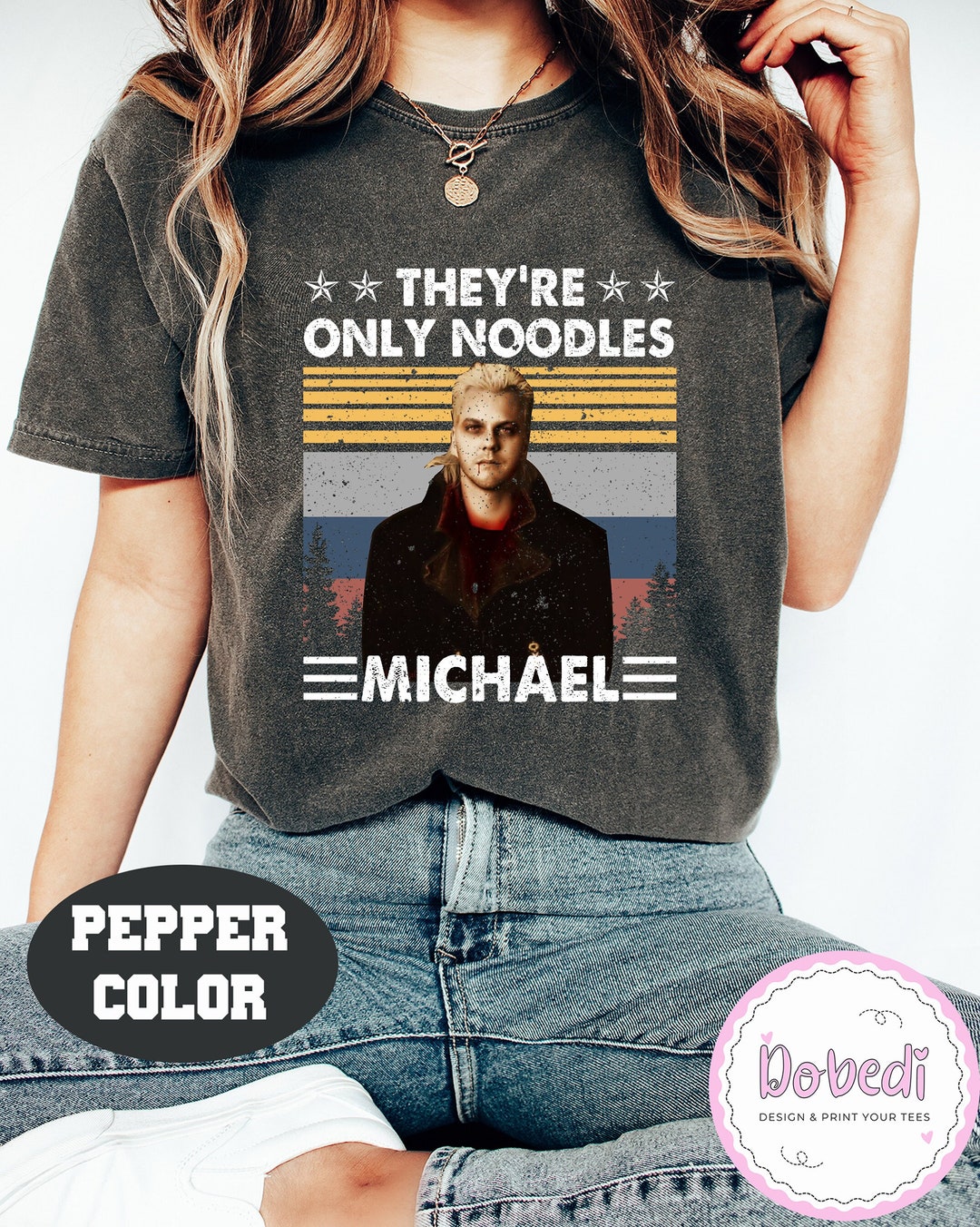 T-Shirt The Lost Boys "They're Only Noodles Michael" - Sérigraphie Main - Taille L - Coton