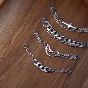 Catene per piercing in acciaio chirurgico - Acciaio inossidabile 316L - 30-50 mm - Mezzaluna, Crocifisso, Catena a maglie - Catene per il naso