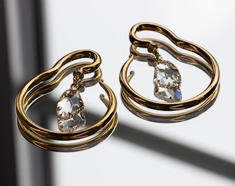 Gloria Ear Hangers - Stainless Steel 316L - 4mm - Gold - Gauges - Tunnels - Plugs - Ear Weights