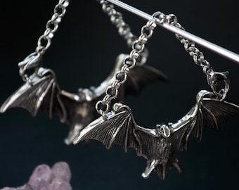 Bat Ear Weights: Stainless Steel Chains, Goth Hangers for Stretched Ears