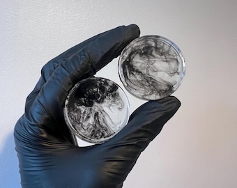 Smoke Plugs for Stretched Ears - Black, Double Flared, Epoxy Resin
