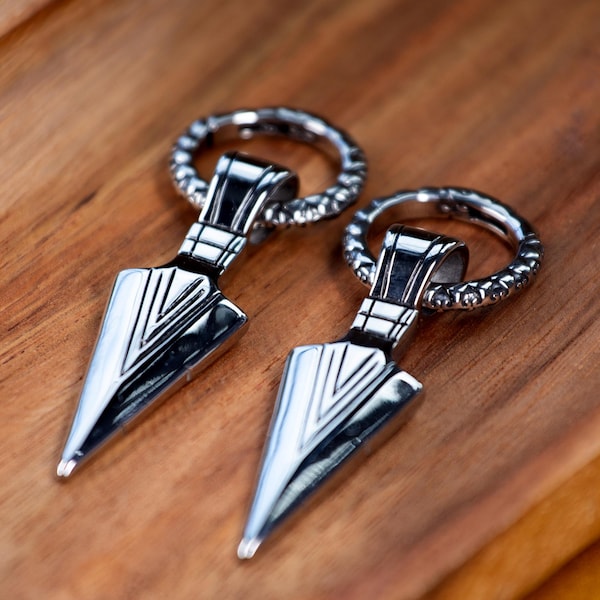Steel Arrowhead Ear Hangers - Stainless Ear Weights for Stretched Ears