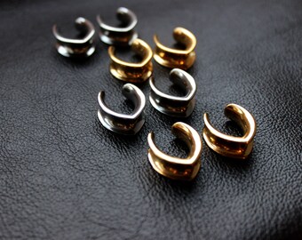 Ear Saddles - V Tunnels - Plugs for Stretched Ears - Gold, Silver - Stainless Steel 316L - Ear Stretchers Gauges