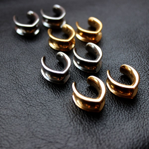 Ear Saddles - V Tunnels - Plugs for Stretched Ears - Gold, Silver - Stainless Steel 316L