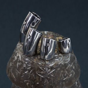 Lobe Cuffs - Stretched Ears - Lobe Tube - Silver - Stainless Steel - Hinged Cuffs
