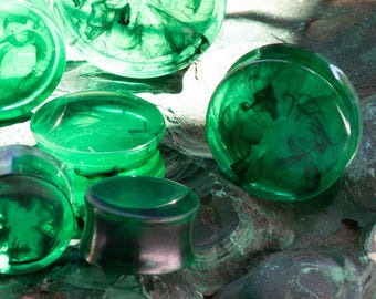 Green Smoke Plugs for Stretched Ears - Custom Plugs/Gauges - 6-50MM