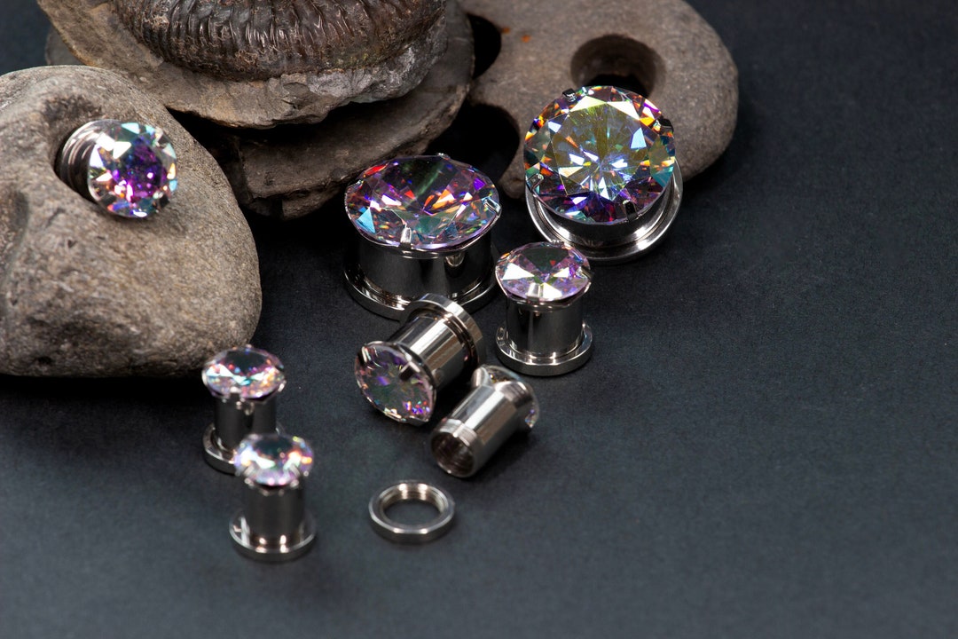 Diamond Plugs: 316L Stainless Steel Screw Back - 6MM - 20MM Stretched ...