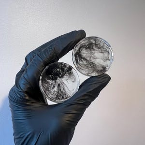 Smoke Plugs - Round - 6mm - 50mm - Epoxy Resin - Black Smoke - Custom Plugs for Stretched Ears - Double Flare