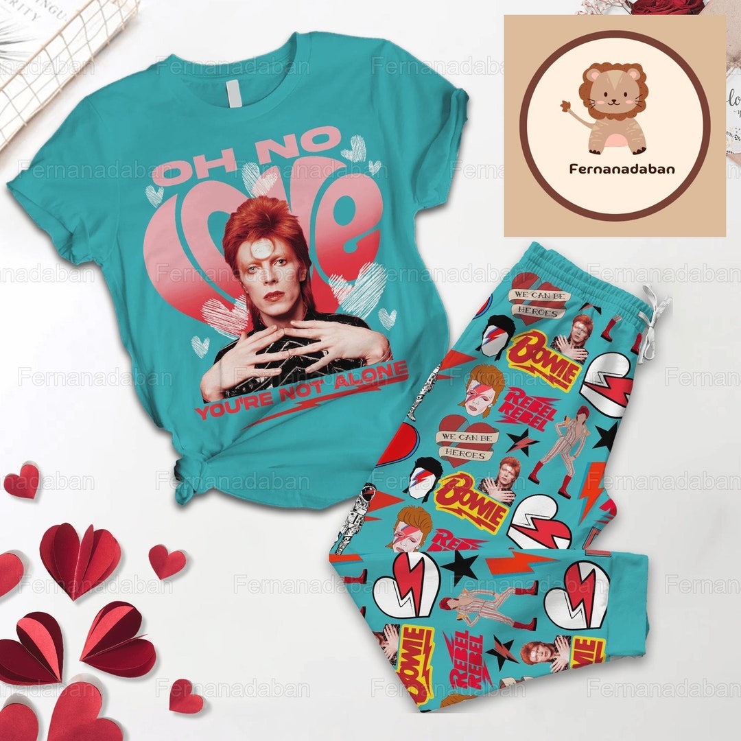 David Bowie Pajamas Set, David Bowie T-shirt, David Bowie Pajamas Pants ...