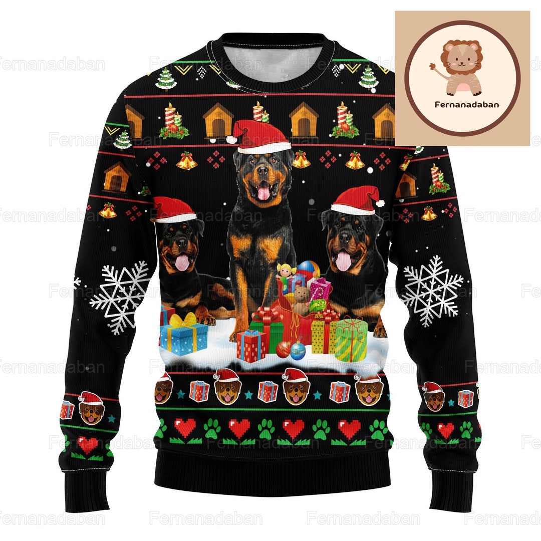 Christmas Rottweiler Ugly Sweater Rottweiler Dog Ugly Etsy
