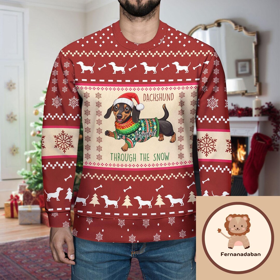 Christmas Gift, Dachshund Ugly Sweater, Dachshund Sweater, Dachshund