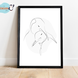 Arte de pared imprimible - Pareja de pingüinos | Descarga instantánea | Decoración de pared | Impresión de amor | Arte digital | Regalo para parejas | Decoración del dormitorio