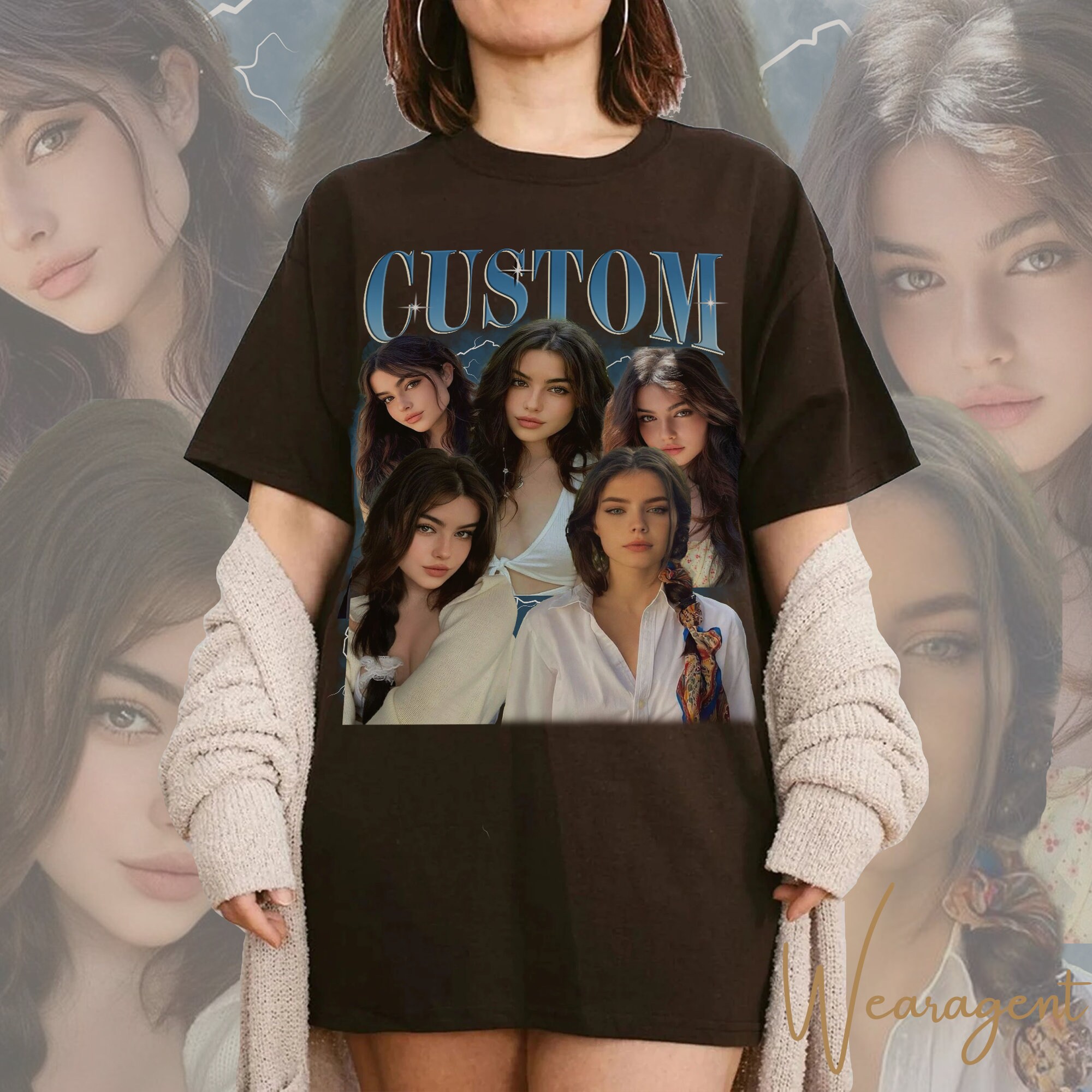 Discover Vintage 90s Bootleg Custom Name Shirt, Personalized Rap Tee, Your Photos Shirt, Insert Your Own Photos Bootleg Rap Tee, Retro Trendy Shirt